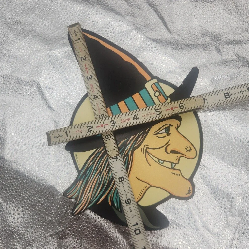 Die Cut Witch Head With Moon Beistle Double Sided 70s And Pumpkin VTG Halloween